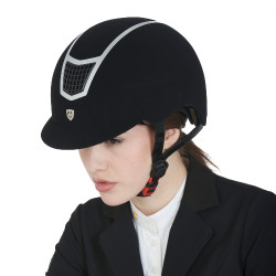 Eclipse-Helm aus einfarbigem Samt (3 Polsterungen) Equestro Schwarz / Silber