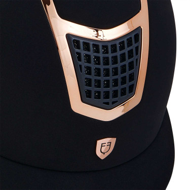 Eclipse-Helm aus einfarbigem Samt (3 Polsterungen) Equestro Marine / Roségold Marineblau