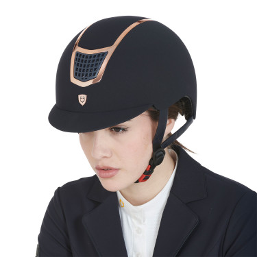 Eclipse-Helm aus einfarbigem Samt (3 Polsterungen) Equestro Marine / Roségold Marineblau