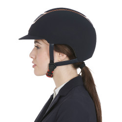 Eclipse-Helm aus einfarbigem Samt (3 Polsterungen) Equestro Marine / Roségold Marineblau