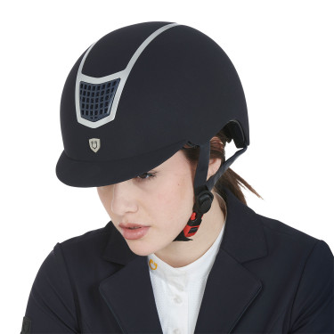 Eclipse-Helm aus einfarbigem Samt (3 Polsterungen) Equestro Marine / Silber Blau