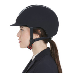 Eclipse-Helm aus einfarbigem Samt (3 Polsterungen) Equestro Marine / Silber Blau