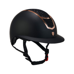 Eclipse-Helm mit Strass und breitem Visier (3 Polsterungen) Equestro Schwarz / Roségold