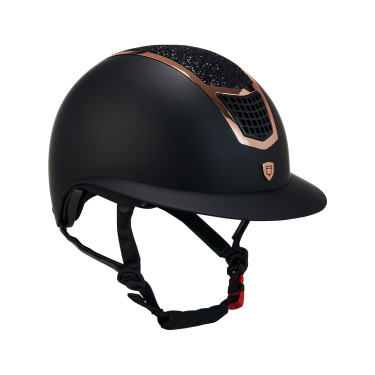 Eclipse-Helm mit Strass und breitem Visier (3 Polsterungen) Equestro Schwarz / Roségold