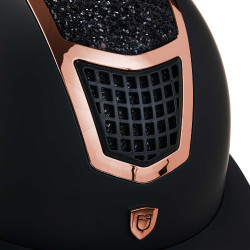 Eclipse-Helm mit Strass und breitem Visier (3 Polsterungen) Equestro Schwarz / Roségold
