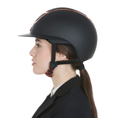 Eclipse-Helm mit Strass und breitem Visier (3 Polsterungen) Equestro Schwarz / Roségold