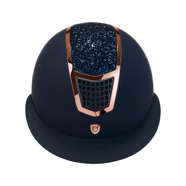 Eclipse-Helm mit Strass und breitem Visier (3 Polsterungen) Equestro Marine / Roségold Marineblau