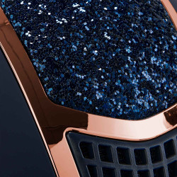 Eclipse-Helm mit Strass und breitem Visier (3 Polsterungen) Equestro Marine / Roségold Marineblau