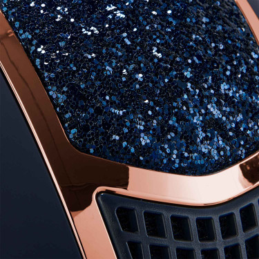 Eclipse-Helm mit Strass und breitem Visier (3 Polsterungen) Equestro Marine / Roségold Marineblau