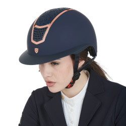 Eclipse-Helm mit Strass und breitem Visier (3 Polsterungen) Equestro Marine / Roségold Marineblau