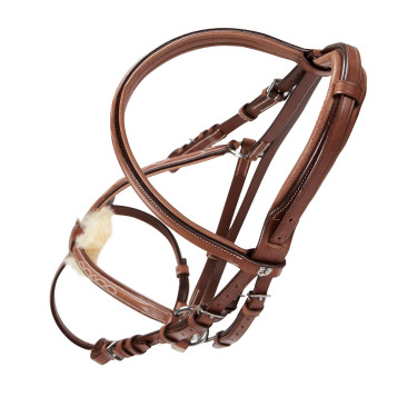 Trense mit mexikanischem Reithalfter und synthetischem Lammfell Equestro Trense mit mexikanischem Reithalfter und synthetischem Lammfell Equestro