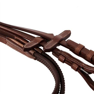Trense mit mexikanischem Reithalfter und synthetischem Lammfell Equestro Trense mit mexikanischem Reithalfter und synthetischem Lammfell Equestro