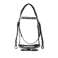 Englisches Lederzaumzeug Clincher ohne Zügel Equestro Schwarz Englisches Lederzaumzeug Clincher ohne Zügel Equestro Schwarz
