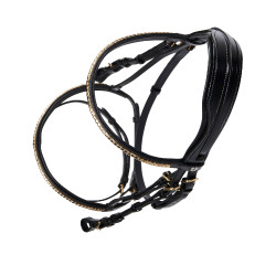 Englisches Lederzaumzeug Clincher ohne Zügel Equestro Schwarz