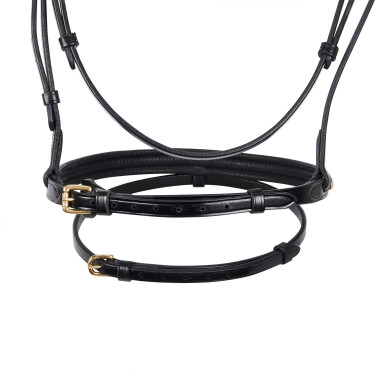 Englisches Lederzaumzeug Clincher ohne Zügel Equestro Schwarz