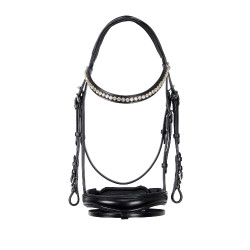 Englisches Lederzaumzeug mit Pailletten ohne Zügel Equestro Schwarz