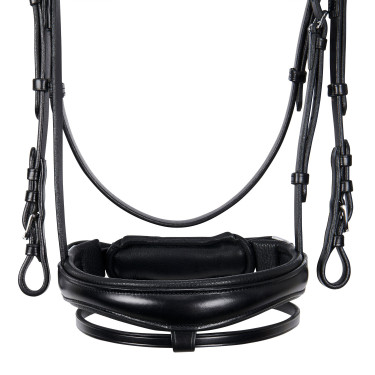 Englisches Lederzaumzeug mit Pailletten ohne Zügel Equestro Schwarz