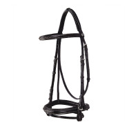 Englische Trense aus Leder mit Stickereien Deco Equestro Dunkelbraun