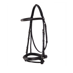 Englische Trense aus Leder mit Stickereien Deco Equestro Dunkelbraun