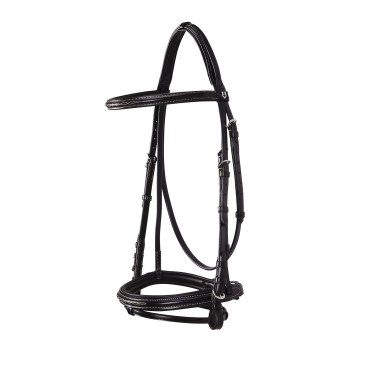 Englische Trense aus Leder mit Stickereien Deco Equestro Dunkelbraun