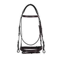 Englische Trense aus Leder mit Stickereien Deco Equestro Dunkelbraun