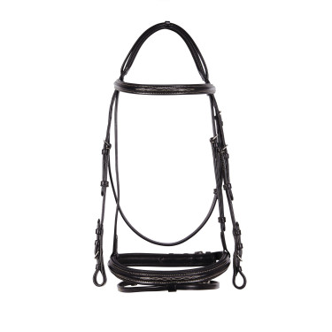 Englische Trense aus Leder mit Stickereien Deco Equestro Dunkelbraun