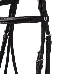 Englische Trense aus Leder mit Stickereien Deco Equestro Dunkelbraun