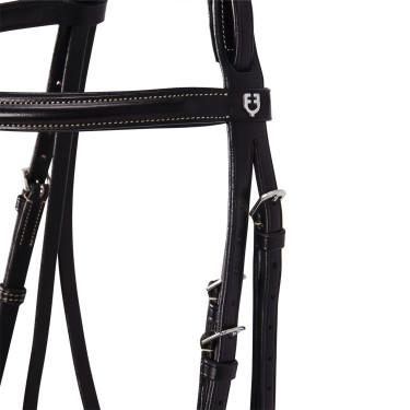 Englische Trense aus Leder mit Stickereien Deco Equestro Dunkelbraun