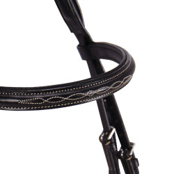 Englische Trense aus Leder mit Stickereien Deco Equestro Dunkelbraun