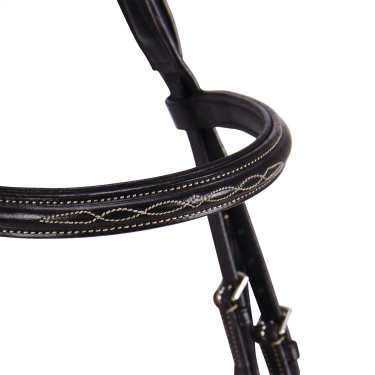 Englische Trense aus Leder mit Stickereien Deco Equestro Dunkelbraun