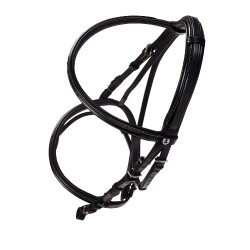 Englische Trense aus Leder mit Stickereien Deco Equestro Dunkelbraun
