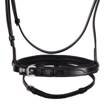 Englische Trense aus Leder mit Stickereien Deco Equestro Dunkelbraun