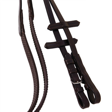 Englische Trense aus Leder mit Stickereien Deco Equestro Dunkelbraun