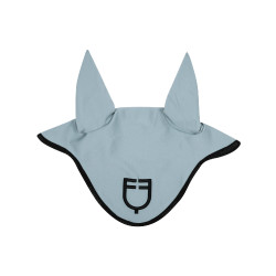 Fliegenhaube aus technischem Gewebe mit GP Equestro Logo, limitierte Edition Himmelblau / Schwarz