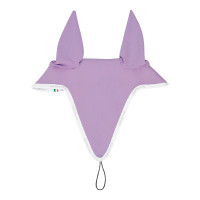 Bonnet anti-mouches en tissu technique avec attache au muserolle Equestro Lila / blanc