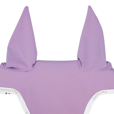 Fliegenhaube aus technischem Gewebe mit Befestigung am Nasenriemen Equestro Lila / Weiß