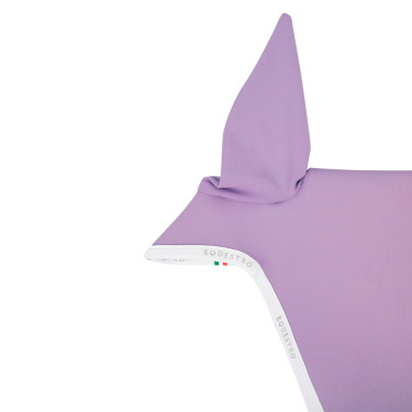 Fliegenhaube aus technischem Gewebe mit Befestigung am Nasenriemen Equestro Lila / Weiß