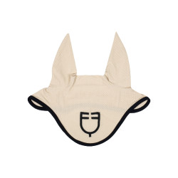 Fliegenhaube aus perforiertem Stoff mit Black Line Edition Equestro Logo Crème brulée Beige