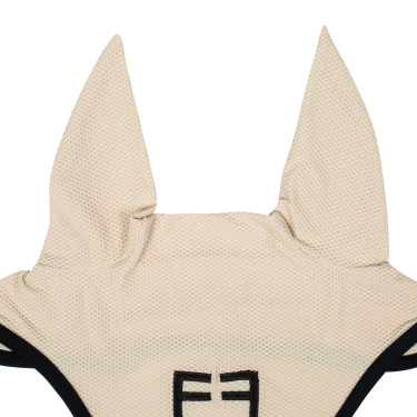 Fliegenhaube aus perforiertem Stoff mit Black Line Edition Equestro Logo Crème brulée Beige