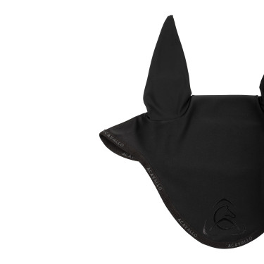 Fliegenhaube aus Lycra mit Silikonlogo Acavallo Schwarz / schwarz