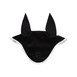Fliegenhaube aus Lycra mit Silikonlogo Acavallo Schwarz / Weiß