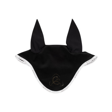 Fliegenhaube aus Lycra mit Silikonlogo Acavallo Schwarz / Weiß