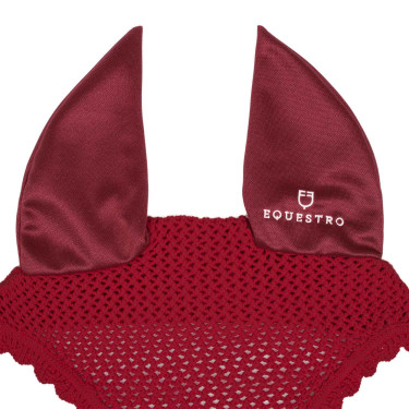 Bonnet anti-mouches en coton avec oreilles élastiques Equestro Bordeaux