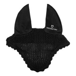 Fliegenhaube aus Baumwolle mit elastischen Ohren Equestro Schwarz Fliegenhaube aus Baumwolle mit elastischen Ohren Equestro Schwarz