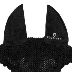 Fliegenhaube aus Baumwolle mit elastischen Ohren Equestro Schwarz Fliegenhaube aus Baumwolle mit elastischen Ohren Equestro Schwarz