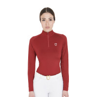 Damen-Funktionsshirt mit langen Ärmeln und enger Passform Equestro Schwarz / Weiß