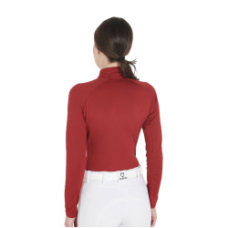 Damen-Funktionsshirt mit langen Ärmeln und enger Passform Equestro Bordeaux / Weiß