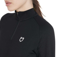 Damen-Funktionsshirt mit langen Ärmeln und enger Passform Equestro Schwarz / Weiß