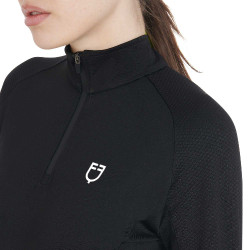 Damen-Funktionsshirt mit langen Ärmeln und enger Passform Equestro Schwarz / Weiß