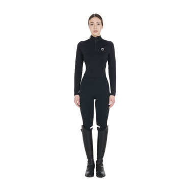 Damen-Funktionsshirt mit langen Ärmeln und enger Passform Equestro Schwarz / Weiß